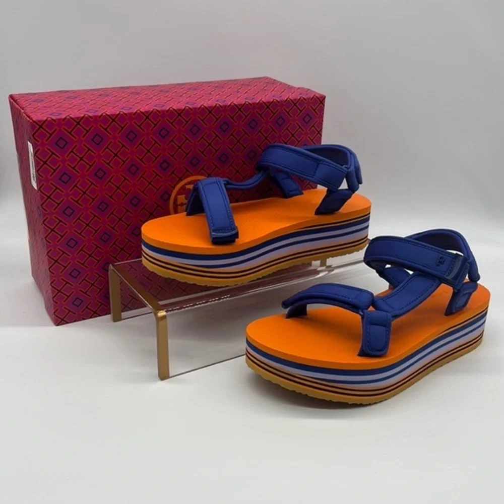 Tory Burch NWB Sport EVA STRAPPY SANDAL Perfect Navy / Chipotle Spice